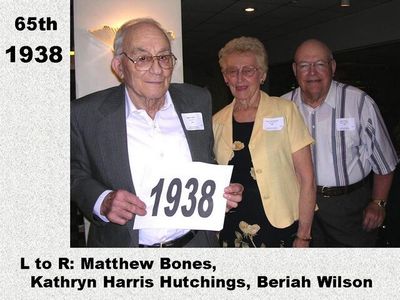 Class of 1938 (65th Reunion)
Matthew Bones, Kathryn Harris Hutchings, Beriah Wilson
