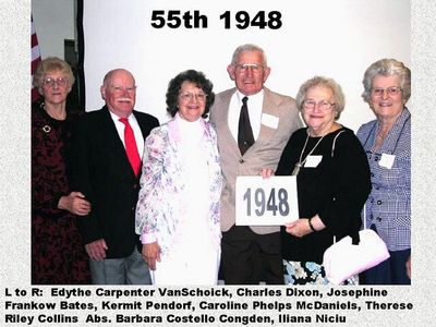 Class of 1948 (55th Reunion)
Edythe Carpenter VanSchoick, Charles Dixon, Josephine Frankow Bates, Kermit Pendorf, Caroline Phelps McDaniels, Therese Riley Collins
