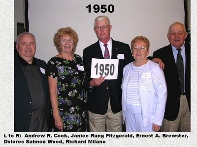Class of 1950
Andrew R. Cook, Janice Rung Fitzgerald, Ernest A Brewster, Delores Salmon Wood, Richard Milano

