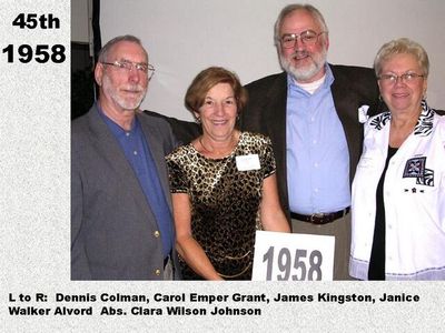 Class of 1958
Dennis Colman; Carol Emper Grant; James Kingston; and Janice Walker Alvord
Keywords: 1958 colman emper grant kingston walker alvord
