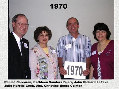 Class of 1970
Ronald Corcoran; Kathleen Sanders Duerr; John LaFave; and Julie Narolis Cook
Keywords: 1970 corcoran sanders duerr lafave narolis cook