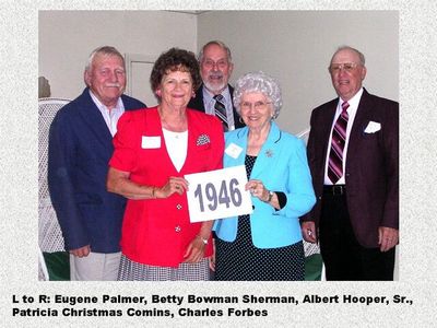 Eugene Palmer; Betty Bowman Sherman; Albert Hooper; Patricia Christmas Comins; and Charles Forbes
Keywords: 1946 palmer bowman sherman hooper christmas comins forbes