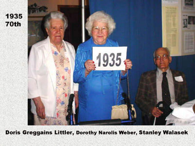 Class of 1935 70th
Doris Greggains Littler; Dorothy Narolis Weber; and Stanley Walasek
Keywords: 1935 gregga littl naroli weber walasek