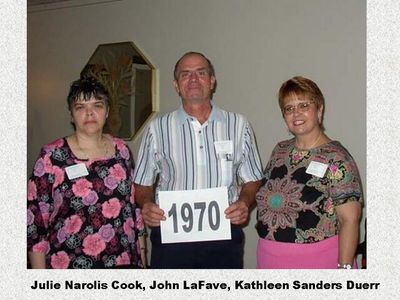 Class of 1970
Julie Narolis Cook; John LaFave; and Kathleen Sanders Duerr
Keywords: 1970 sanders duerr lafave naroli cook