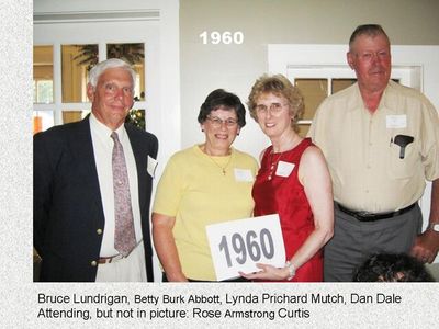 Class of 1960
Bruce Lundrigan; Betty Burk Abbott; Lynda Prichard; and Dan Dale
Keywords: 1960 lundrigan prichard mutch dale burk abbott