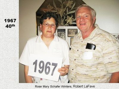 Class of 1967 30th
Rose Mary Schafer Winters and Robert LaFave
Keywords: 1967 schafer winters lafave