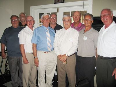 2010 Banquet Baseball Team 1960
Front Row: Harry (Sarge) Schofield, `61; Mike Lovenguth, `62; Bruce Lundrigan, `60; David Durgee, `60; John Hutchinson, `61; Bill Spellicy, `60
Back Row: Michael Kingston, `60; Dick Egy, `60; Mike Wright, `61
