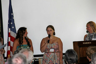 2012 Banquet
2012 Scholarship recipients, L to R: Kianne Hinkle; Payton Hannon; 
Tonya Cole Smith, Association President, at far right.
