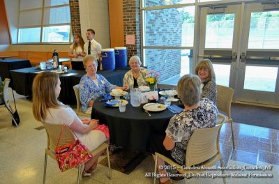 2015 Alumni Banquet June 13
Table 20:
Class of 1955
L to R: Chelsea Mellon Mutch, '04 (back to camera); Margaret Meagher Owens, '55; Patricia Moore Salladin, '55; Barbara Salladin Hodges, '73; Carolyn Salladin Kelley, '75 (back to camera)
