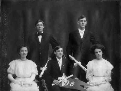 Class of 1908
L to R: Florence Stark (Orr), James Brewster Giles, Clayton Rush, Earl P. Watkin, Florence Bronson (Converse)
