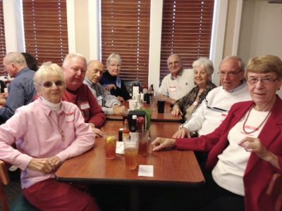 Florida Reunion January 20, 2016
L to R: Louise (Wanner) Coady, `57 and Ron Coady, `56; Tom D'Aprix and Katie (Brazil) D'Aprix, `57; Tom Young, `53 and Barbara (O'Rourke) Young, `57; Ron Short, `55, and Doris (Dale) Short, `57
