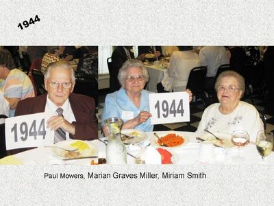 Class of 1944
Paul Mowers; Marian Graves Miller; and Miriam Smith
Keywords: 1944 smith graves miller mowers