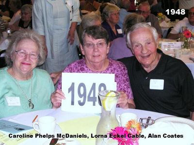 Class of 1948
Caroline Phelps McDaniels; Lorna Eckel Cable; and Alan Coates
Keywords: 1948 phelps mcdaniels coates eckel cable