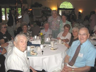 2010 Banquet Class of 1940
Clockwise, seated: John Robson; Mary Lewis; Anna Maloney Smolenski; Dora Rush Schofield; Cindy Johnson; Marge Robson; Fred McCale;
Standing: Jane Curtiss Watkin; Pearl Lacell Reising
